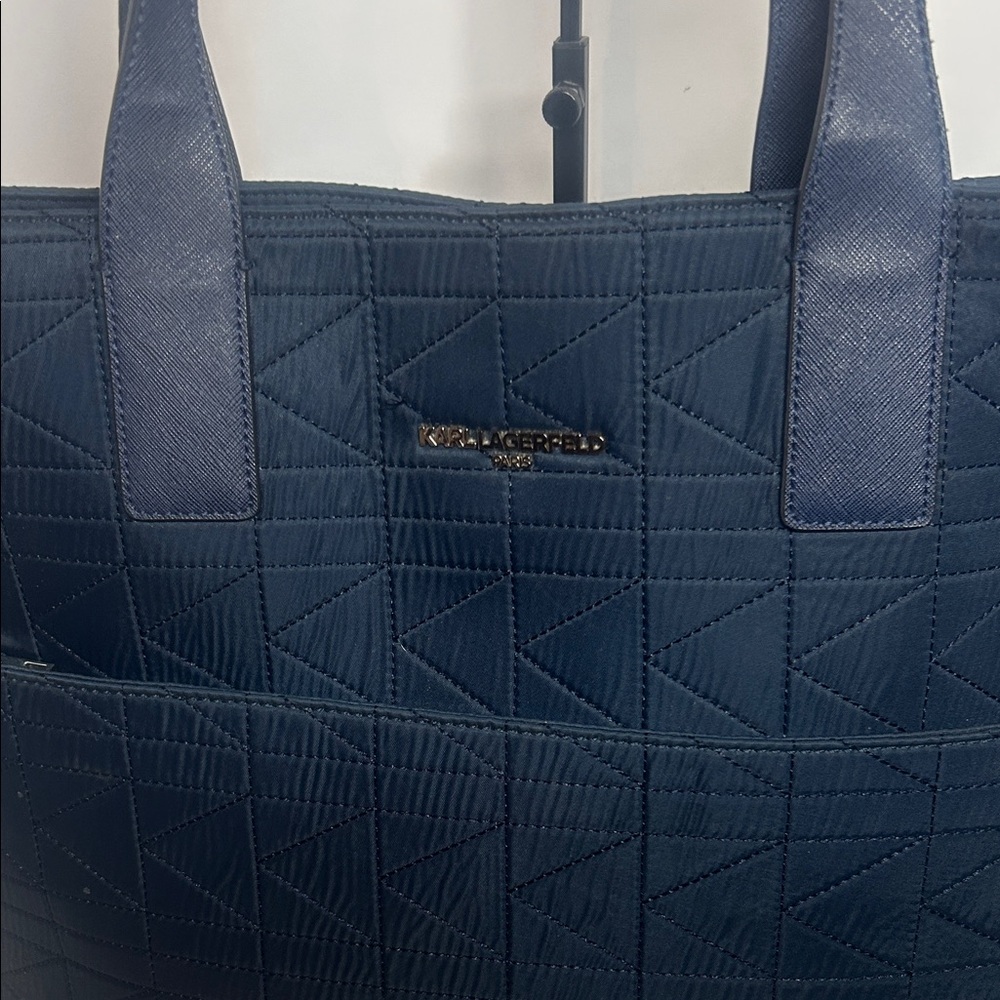 Karl Lagerfeld Quilted Navy Tote - Picture 2 of 6